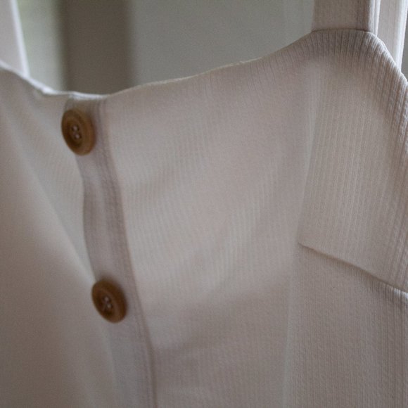 White Ribbed Dress with Buttons - Picture 4 of 4